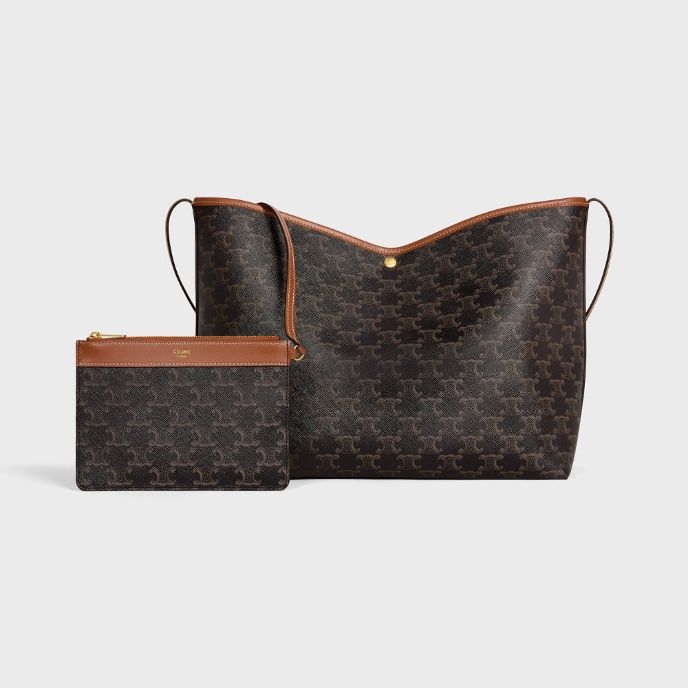 Celine Soft Shopper Bag in Triomphe Canvas and Calfskin