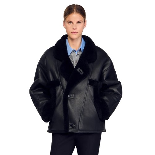 Sandro Paris Short Shearling Jacket