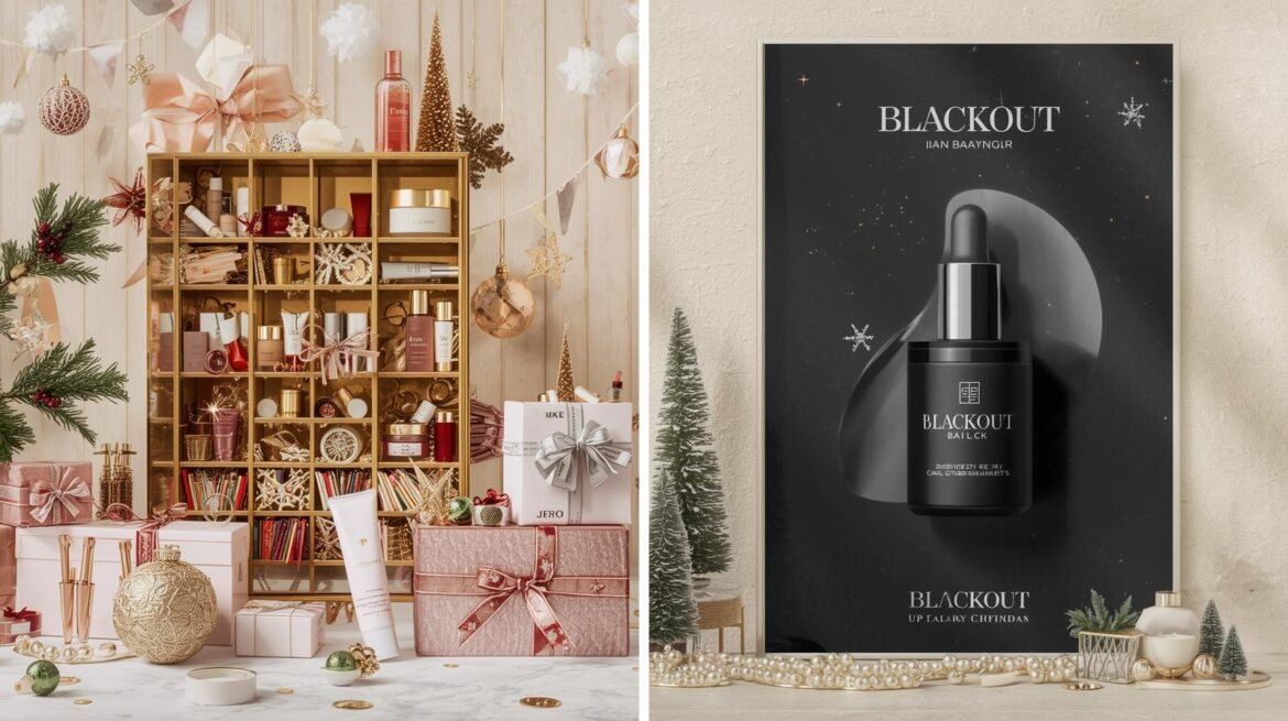 Holiday beauty and skincare promotion.