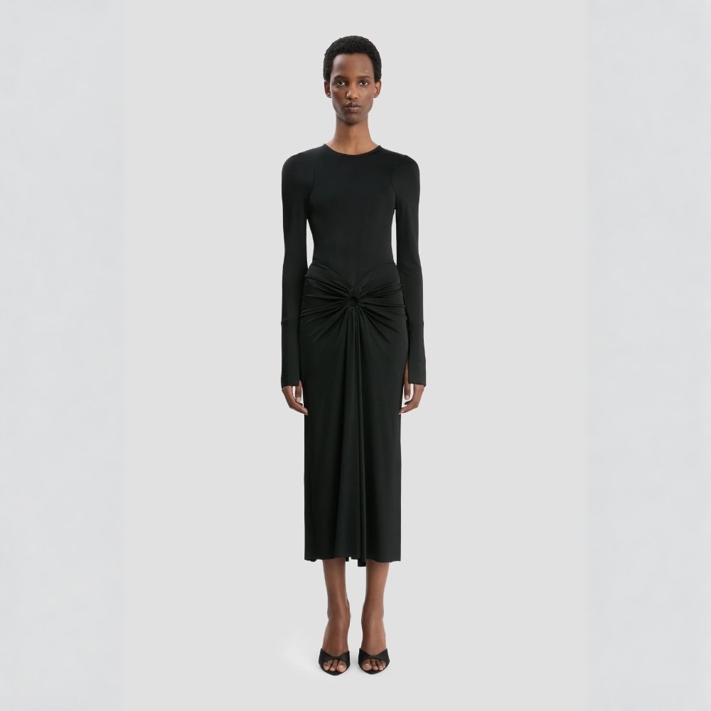 Victoria Beckham Frances Midi Dress in Black