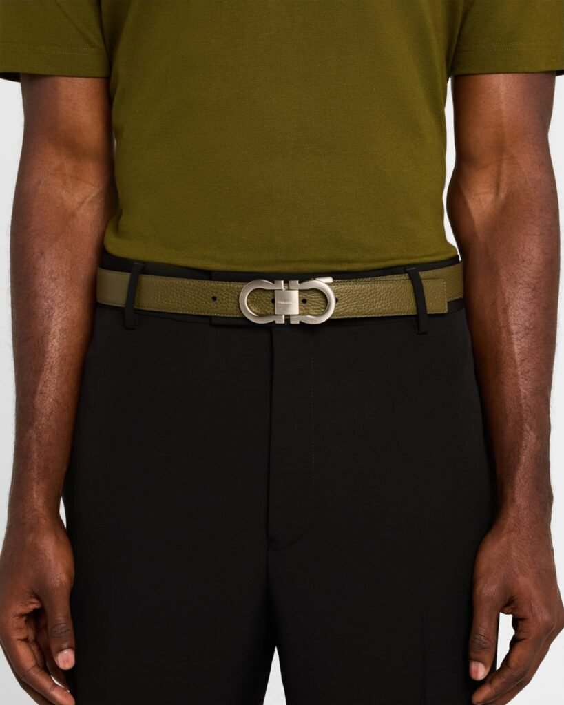 Man wearing olive green belt