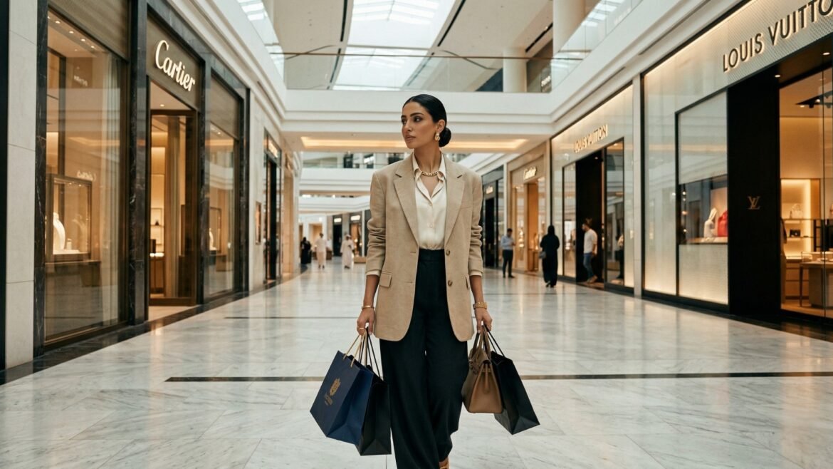 Woman shopping in luxury mall