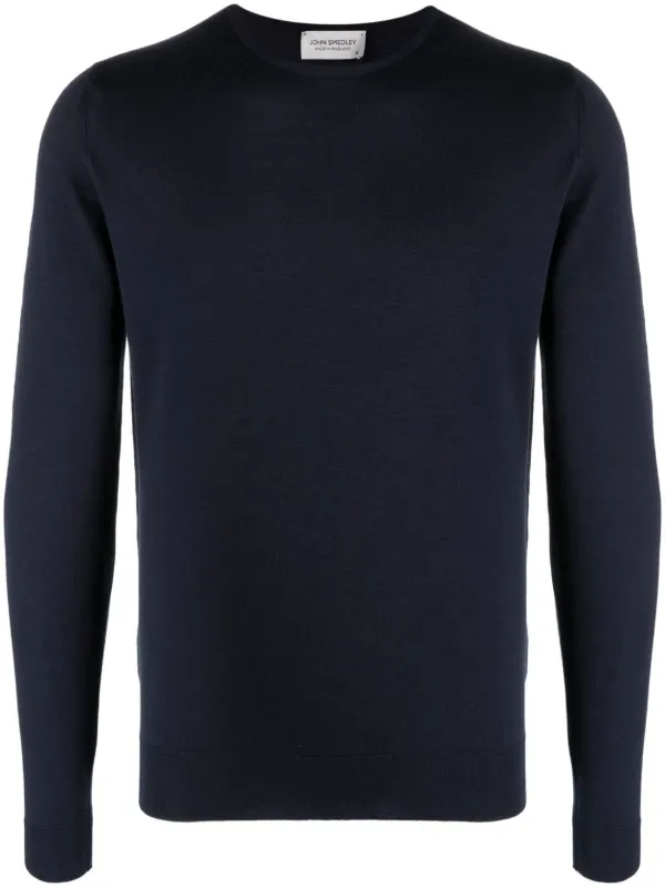 John Smedley midnight-blue extra-fine merino crewneck jumper