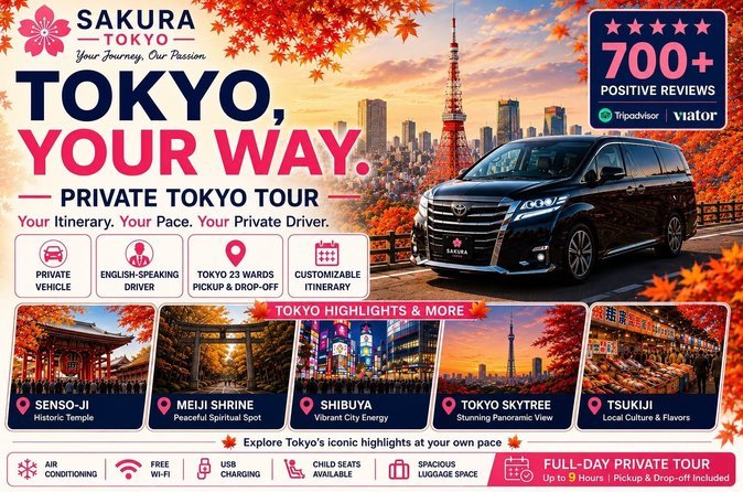 Private and customisable Tokyo tour with English-speaking driver