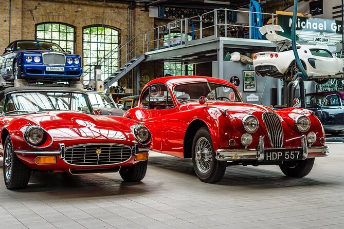 Classic cars displayed inside Classic Remise Berlin