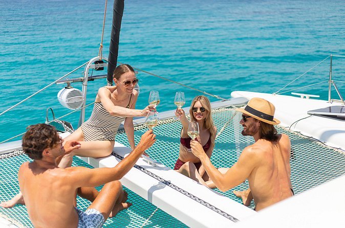 Luxury catamaran sailing along the Athens Riviera