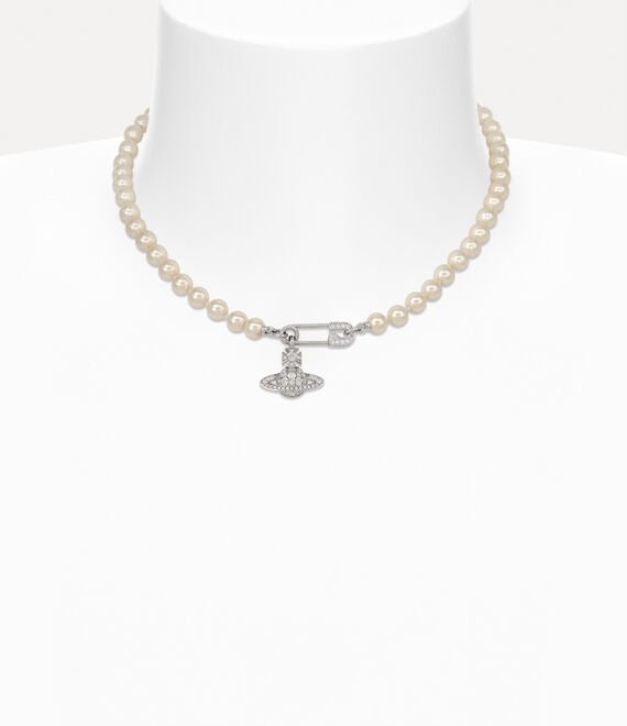 Vivienne Westwood Lucrece Pearl Necklace in platinum and creamrose pearl
