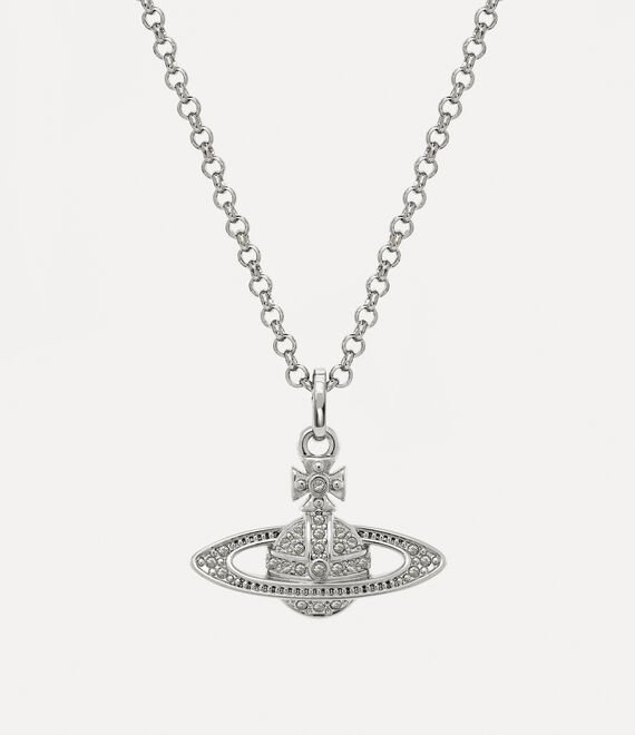 Vivienne Westwood Mini Bas Relief Pendant Necklace in platinum and crystal