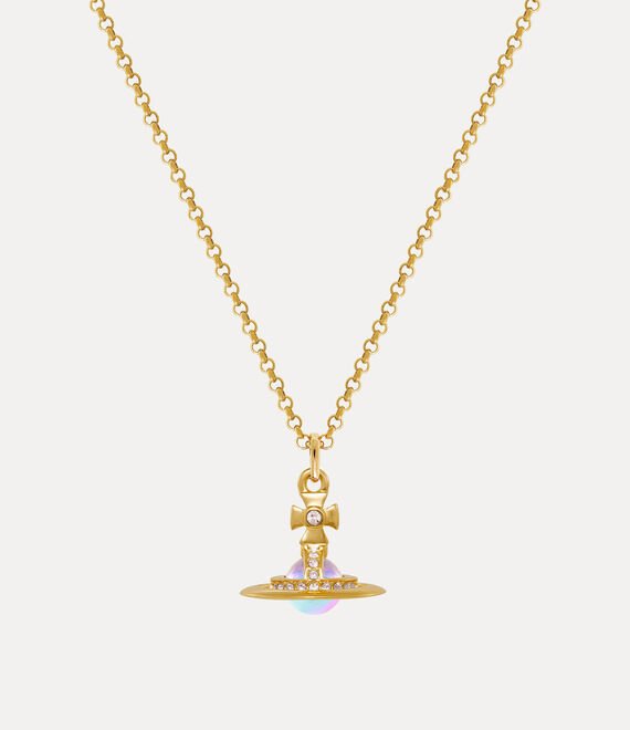 Vivienne Westwood New Petite Orb Pendant Necklace in gold and pink crystal