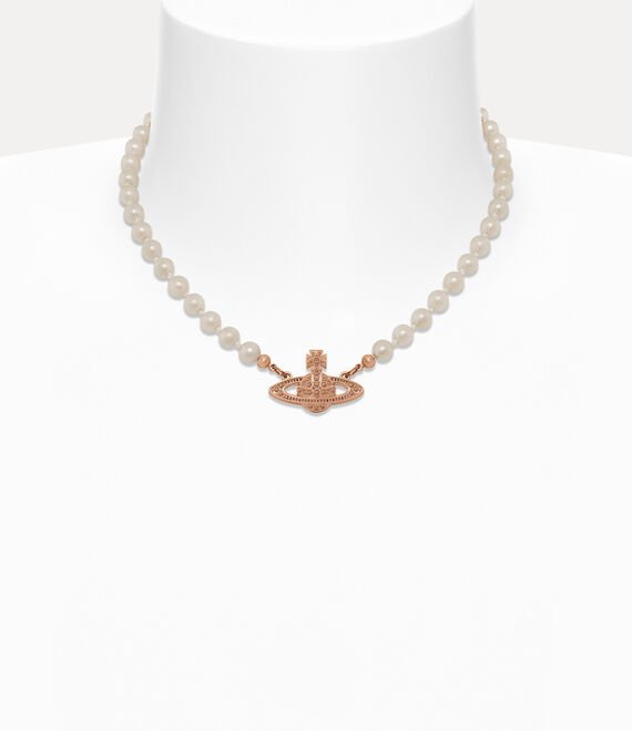 Vivienne Westwood Mini Bas Relief Pearl Choker in pink gold