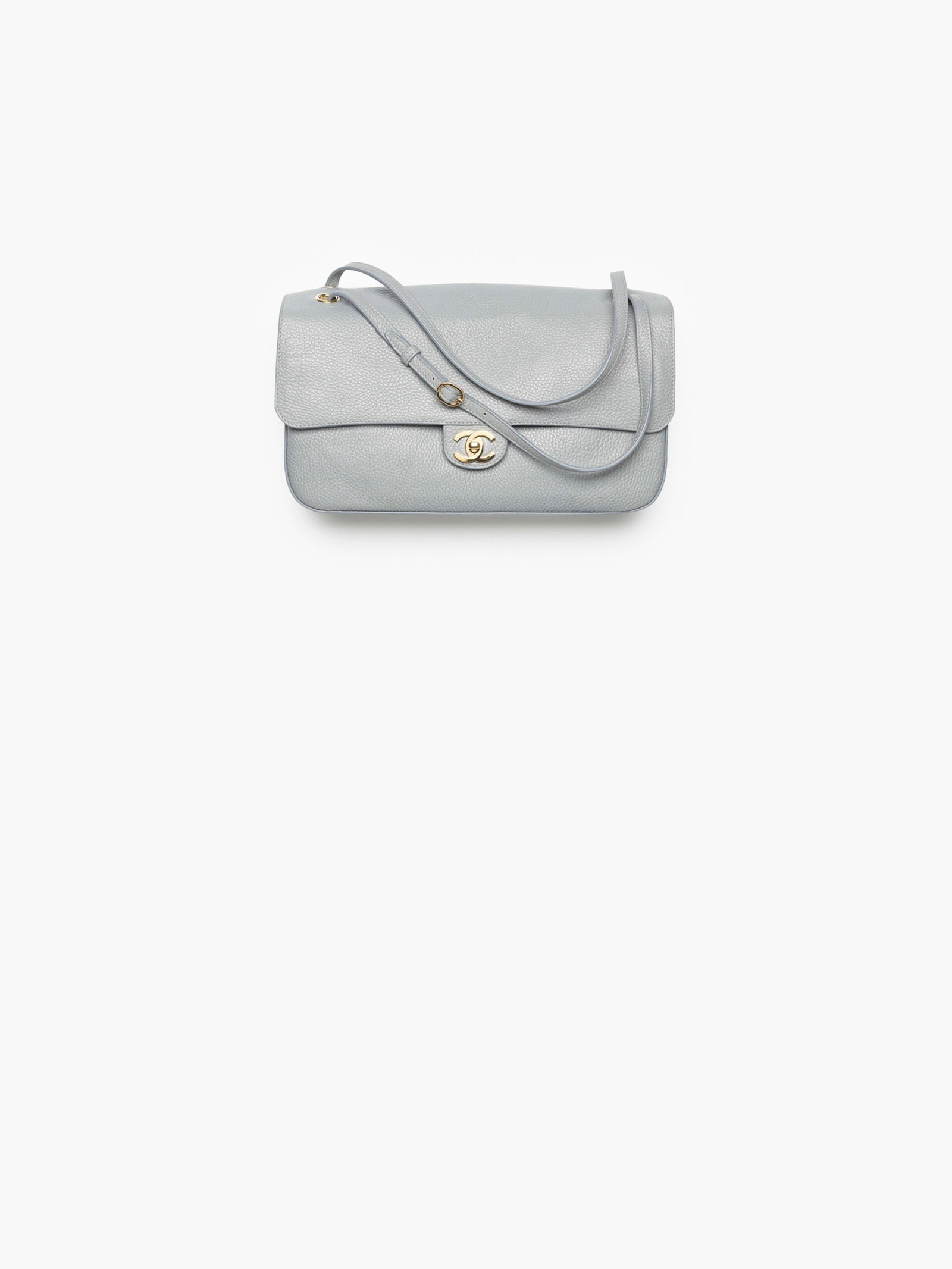 Grey grained-calfskin Chanel Maxi Flap Bag with broad flap