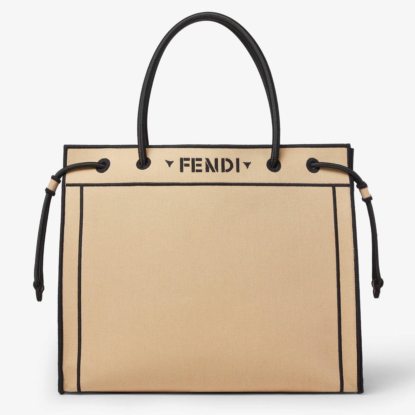 Beige Embroidered Canvas Magic Shopper