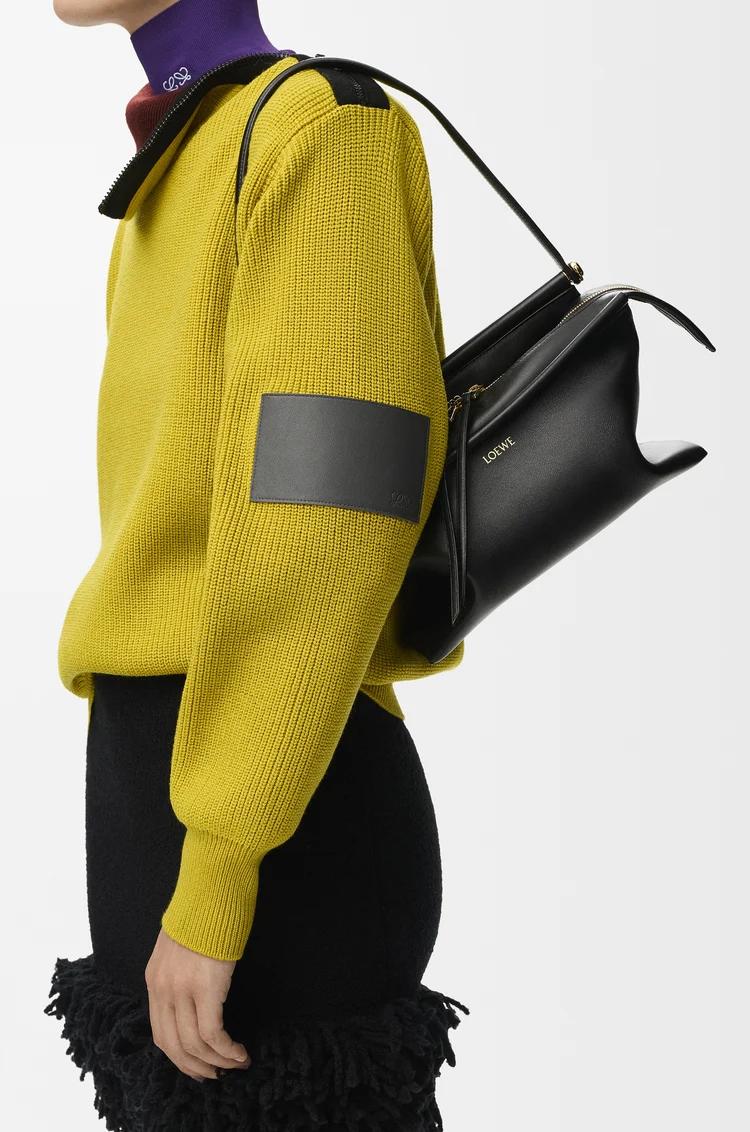 Construction details of the black Loewe Small Whisker Bag