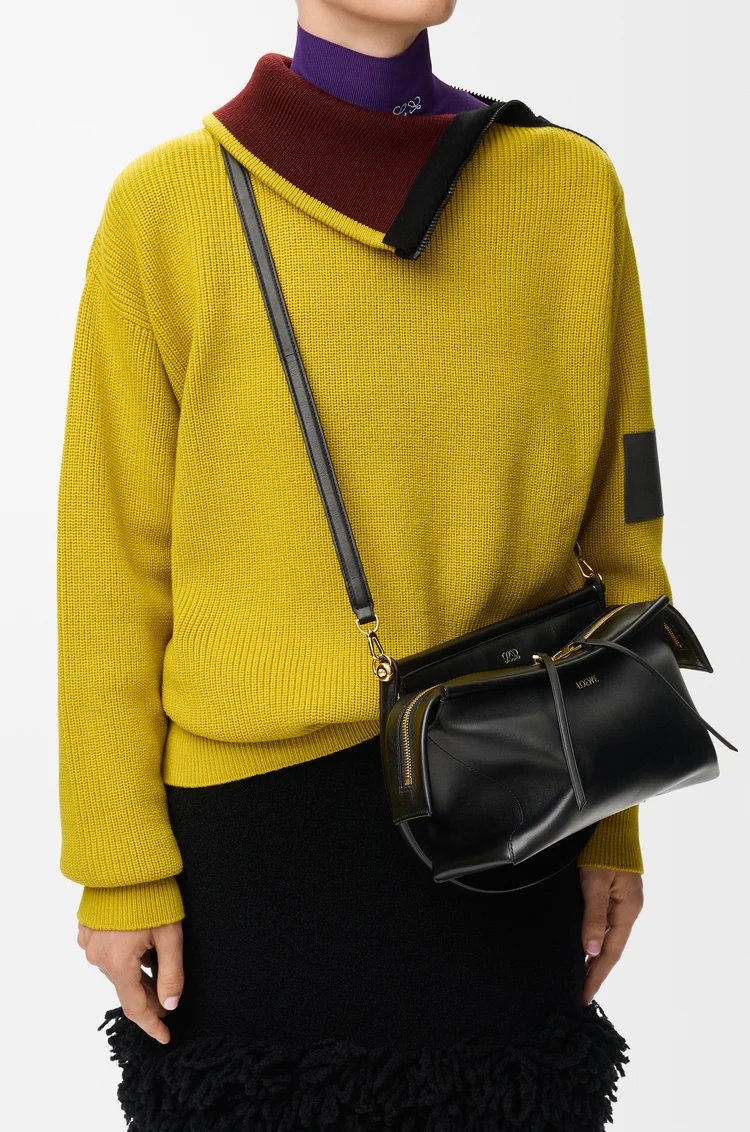 Loewe Small Whisker Bag shown from above with its wide zip opening