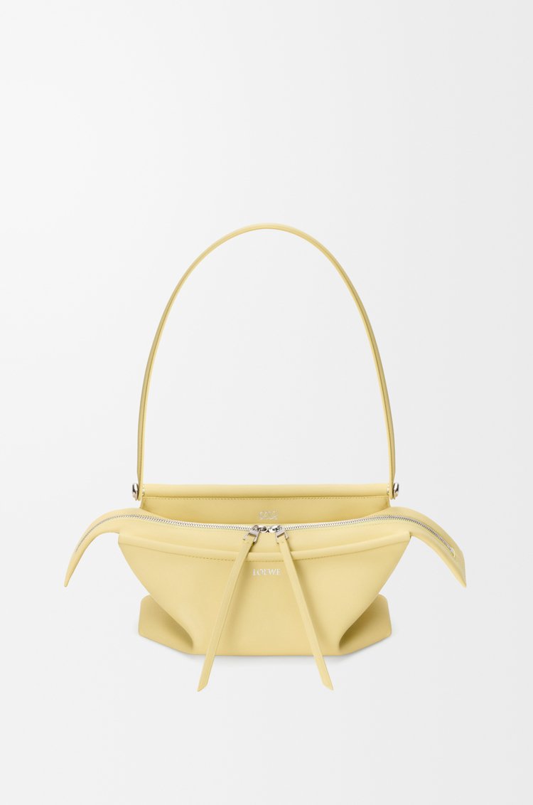 Vanilla Loewe Small Whisker Bag in glazed calfskin on a clean background