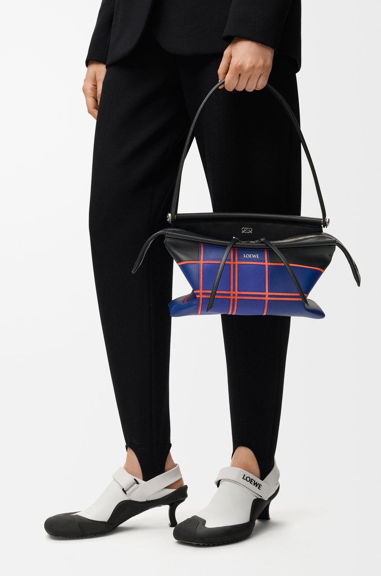 Loewe Whisker Bag in check intarsio showing its new articulated silhouette