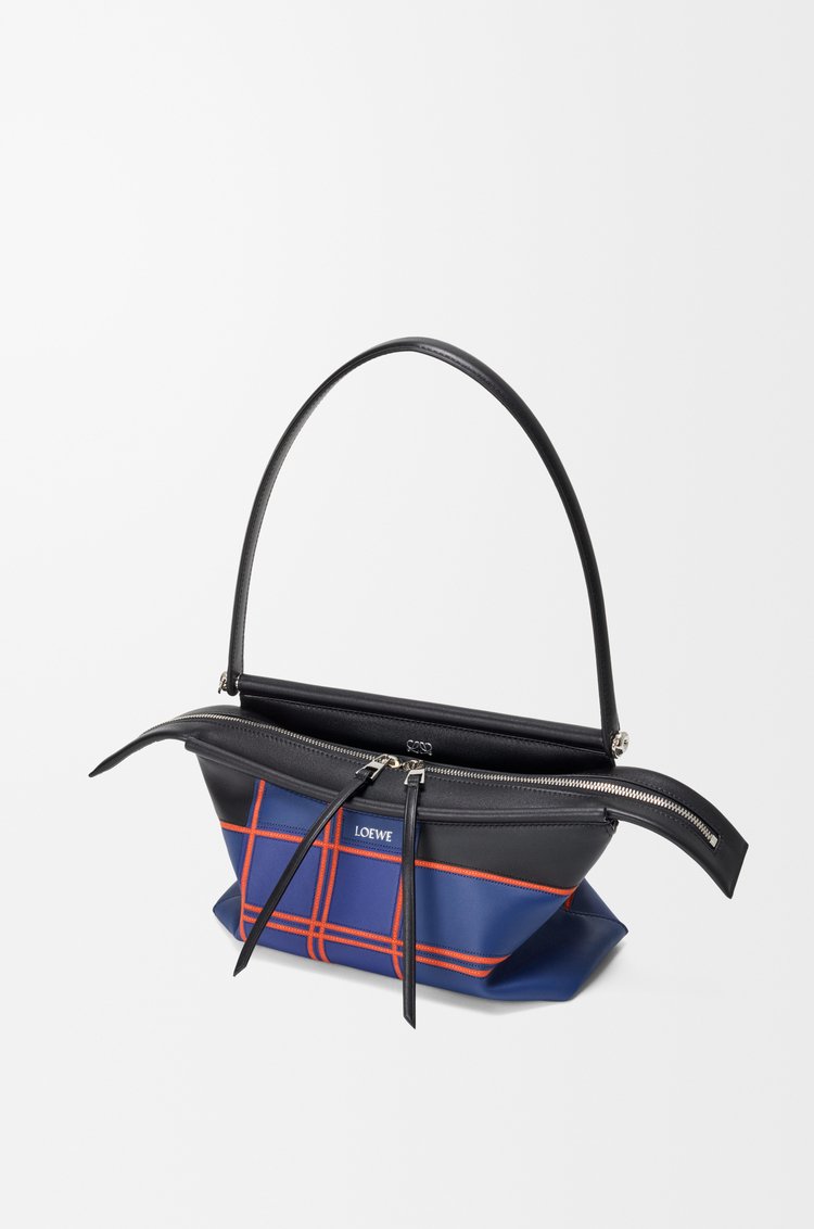 Loewe Small Whisker Bag in black and multicolour check intarsio