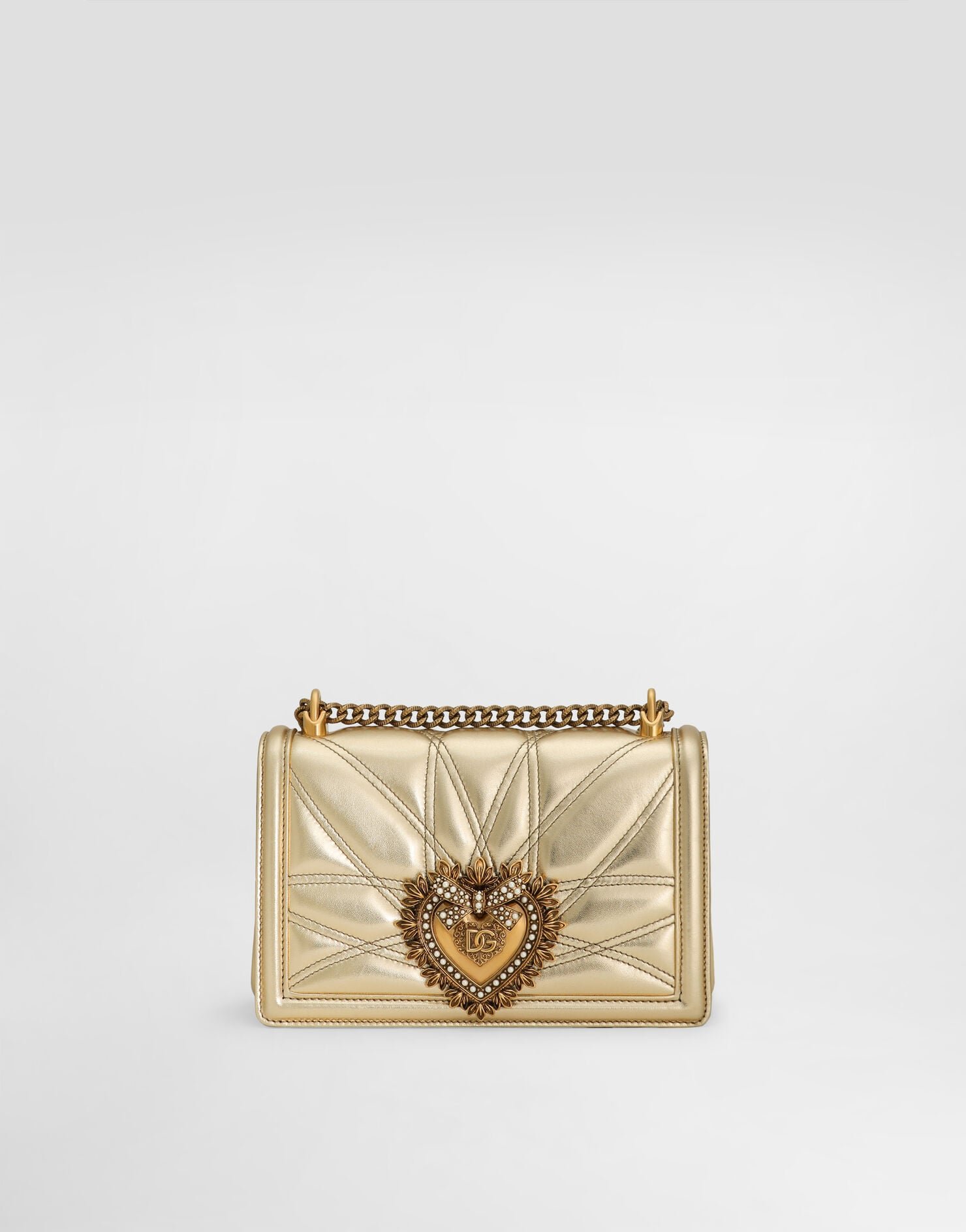 Medium Devotion Bag In Quilted Nappa Leather in gold