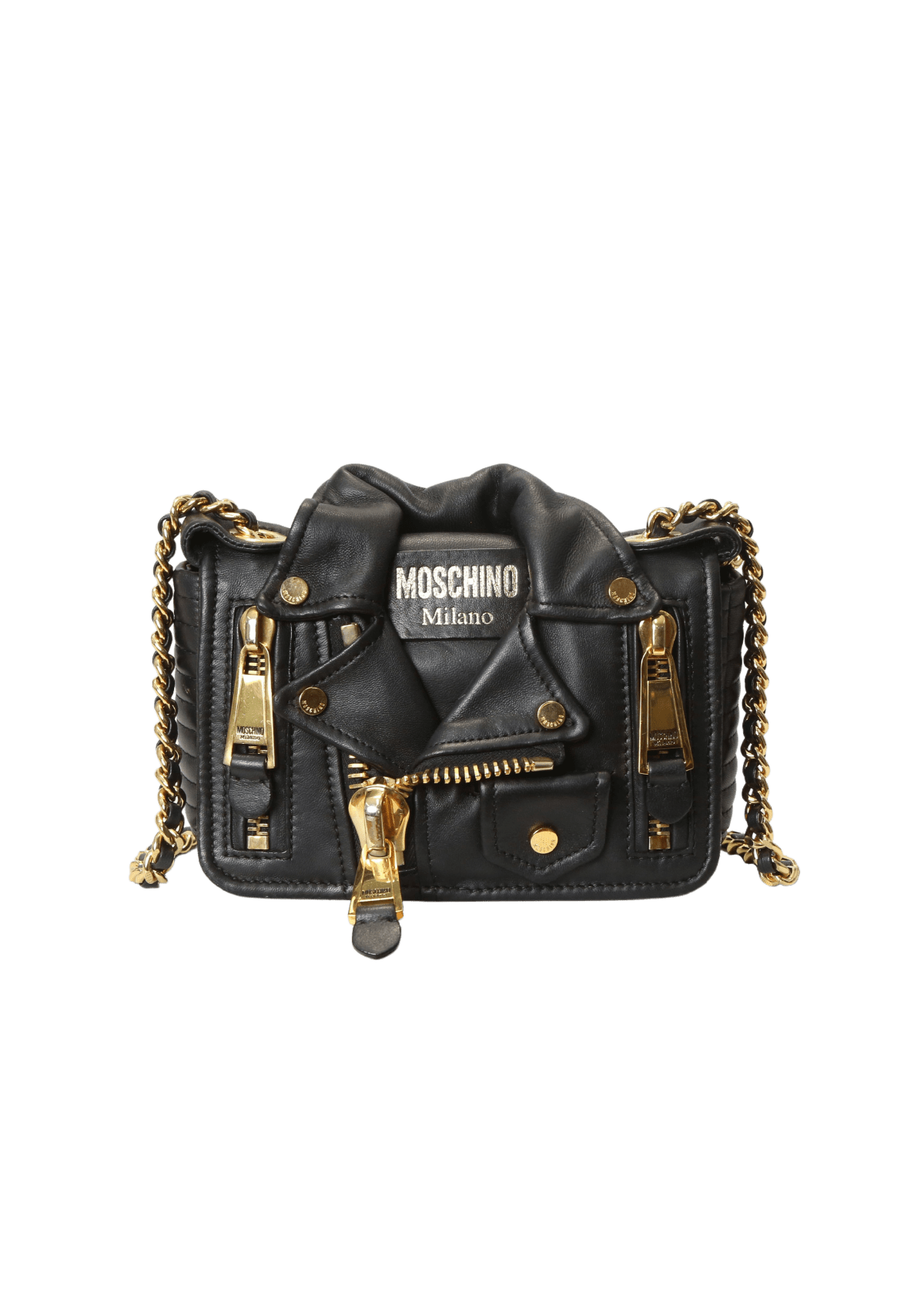 Black Moschino Biker Jacket Shoulder Bag