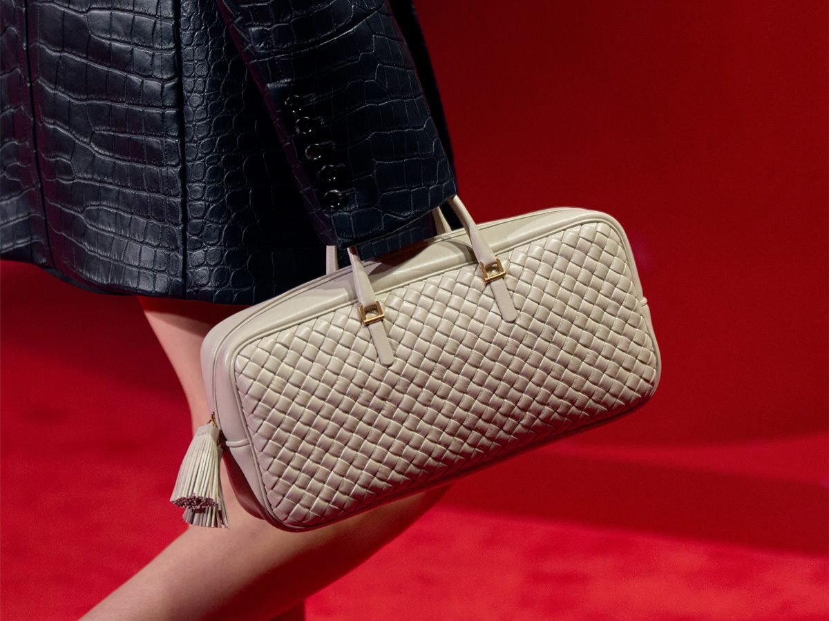 Bottega Veneta Elio Bag styled in the Fall 2026 runway collection