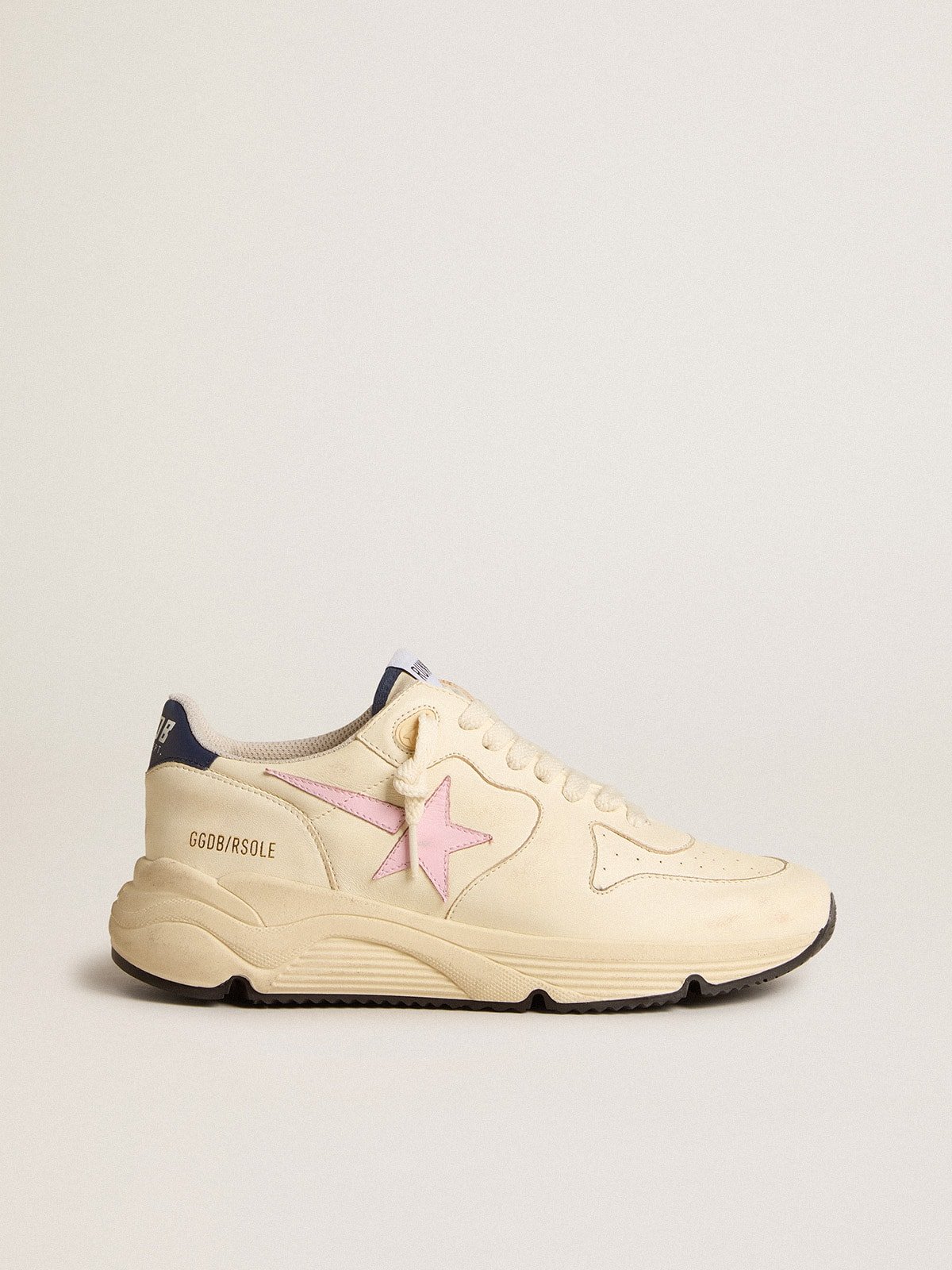 Golden Goose Women’s Running Sole sneakers with pink star and blue heel tab