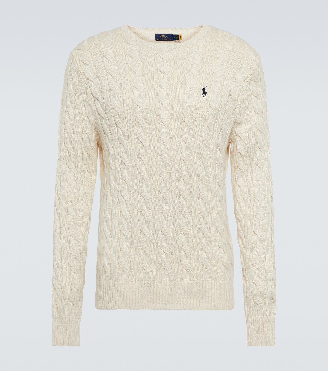 Ralph Lauren cream cable-knit cotton crewneck sweater