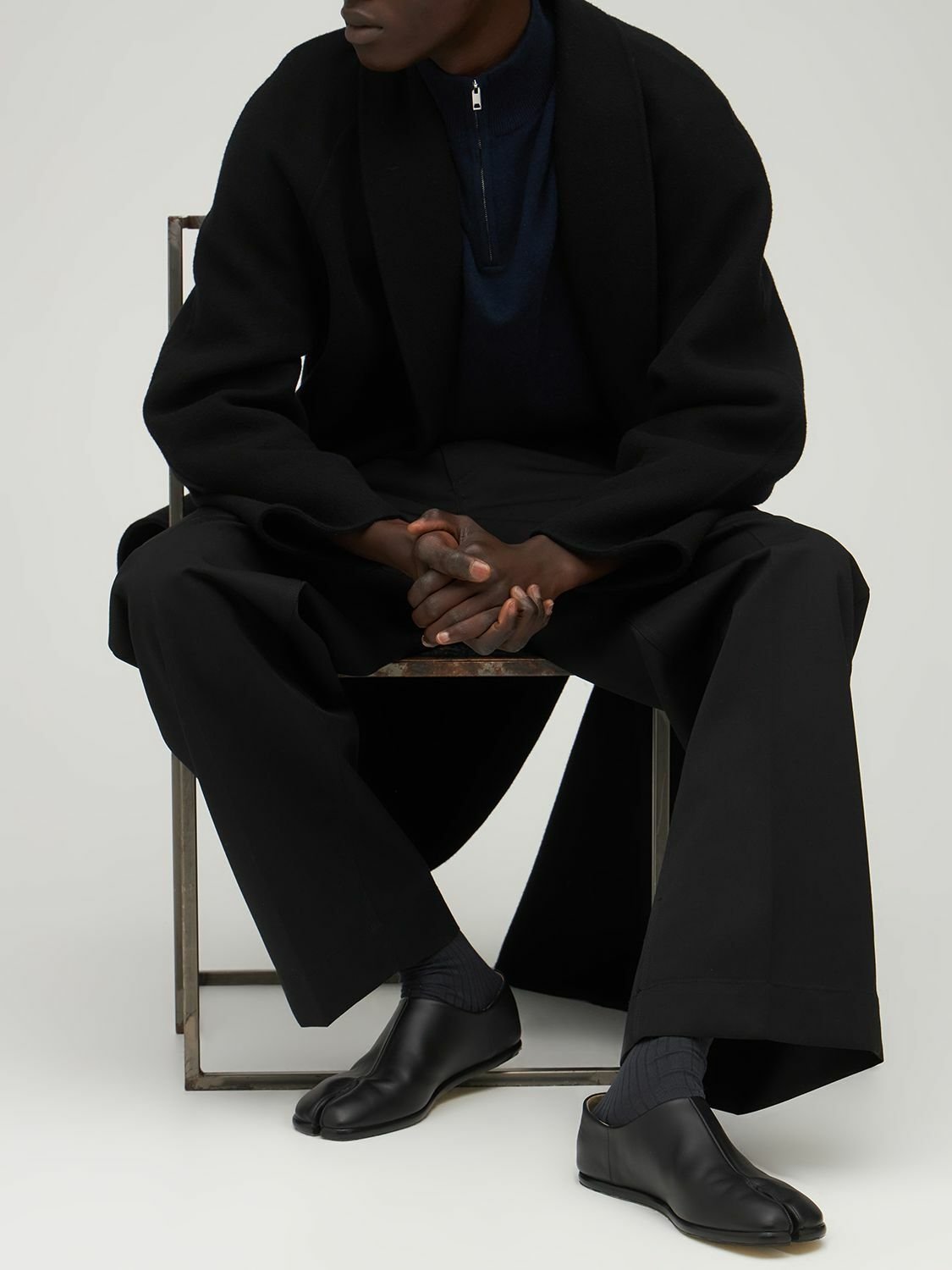 Black Maison Margiela Tabi leather loafers