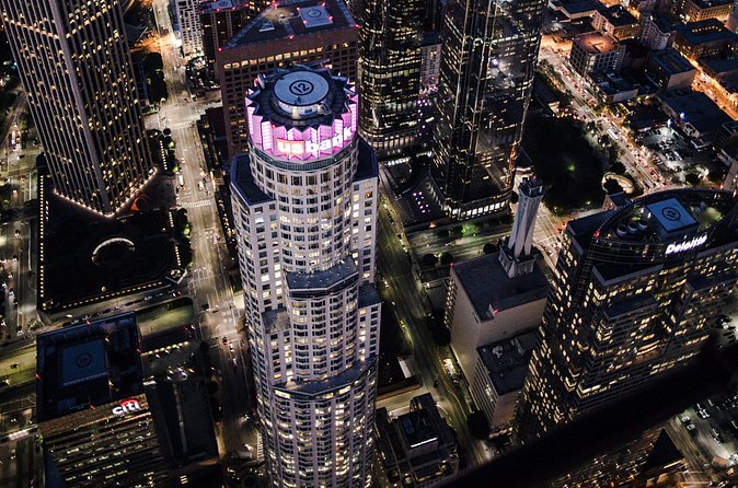 Private sunset and night helicopter flight over Los Angeles