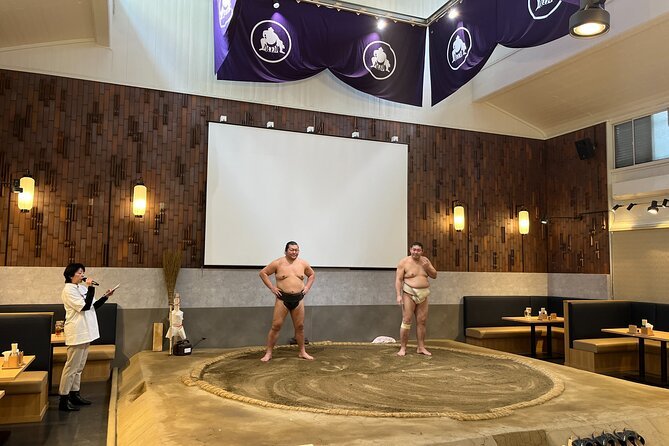 Tokyo sumo show with wrestler meet-and-greet and dinner
