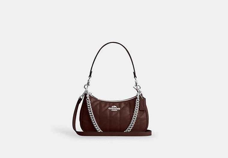 Quilted Coach Teri Shoulder Bag with chain detail.