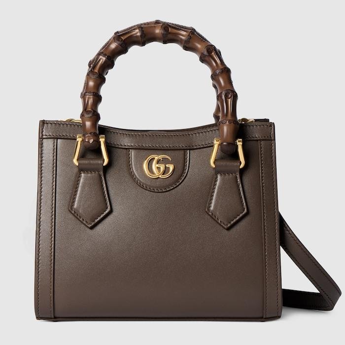 Gucci Diana Small Tote in Dark Taupe Leather