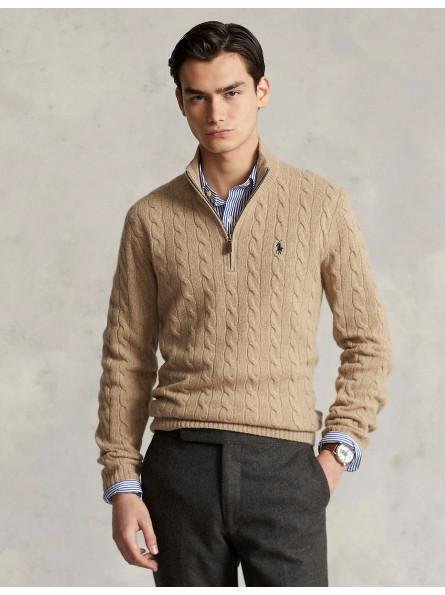 Cable-Knit Wool-Cashmere Quarter-Zip
