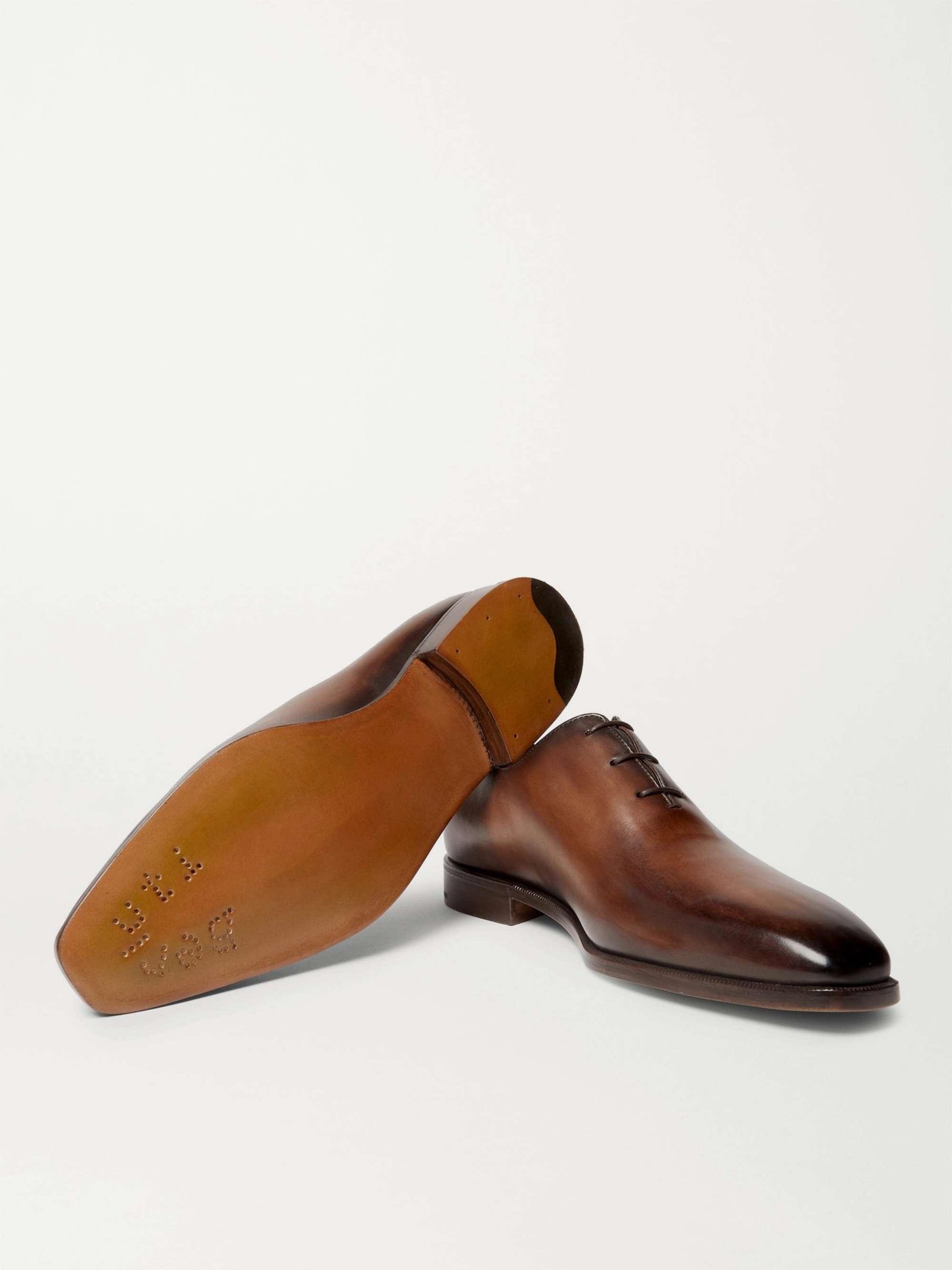 Sole, lining and construction details on Berluti dress shoes.
