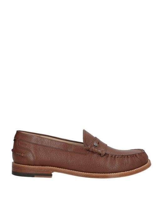 Brown Bally Plume moccasin displayed in profile.