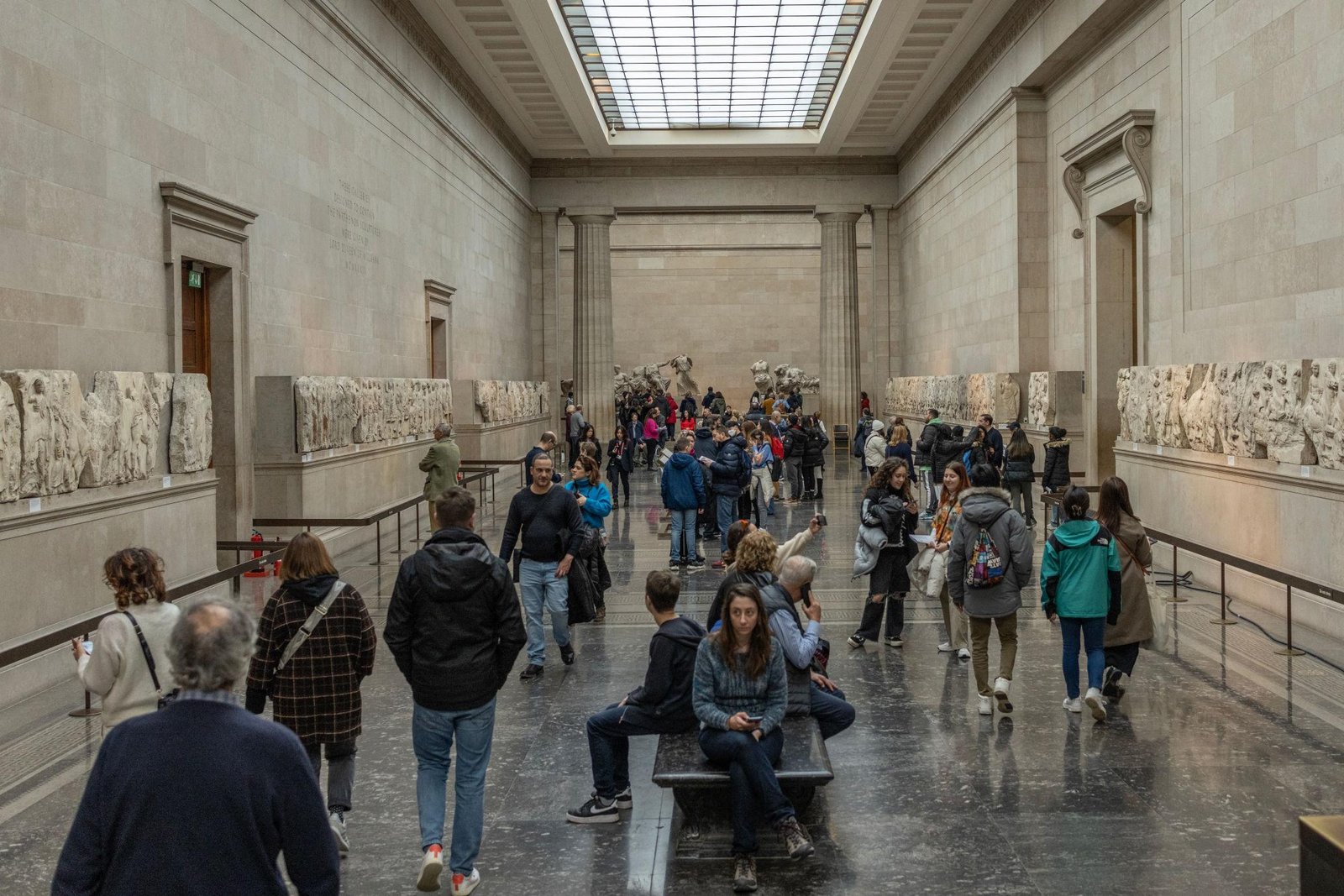 Visitors exploring galleries inside the British Museum