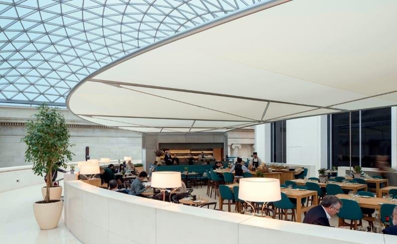 Café and visitor seating in the British Museum Great Court