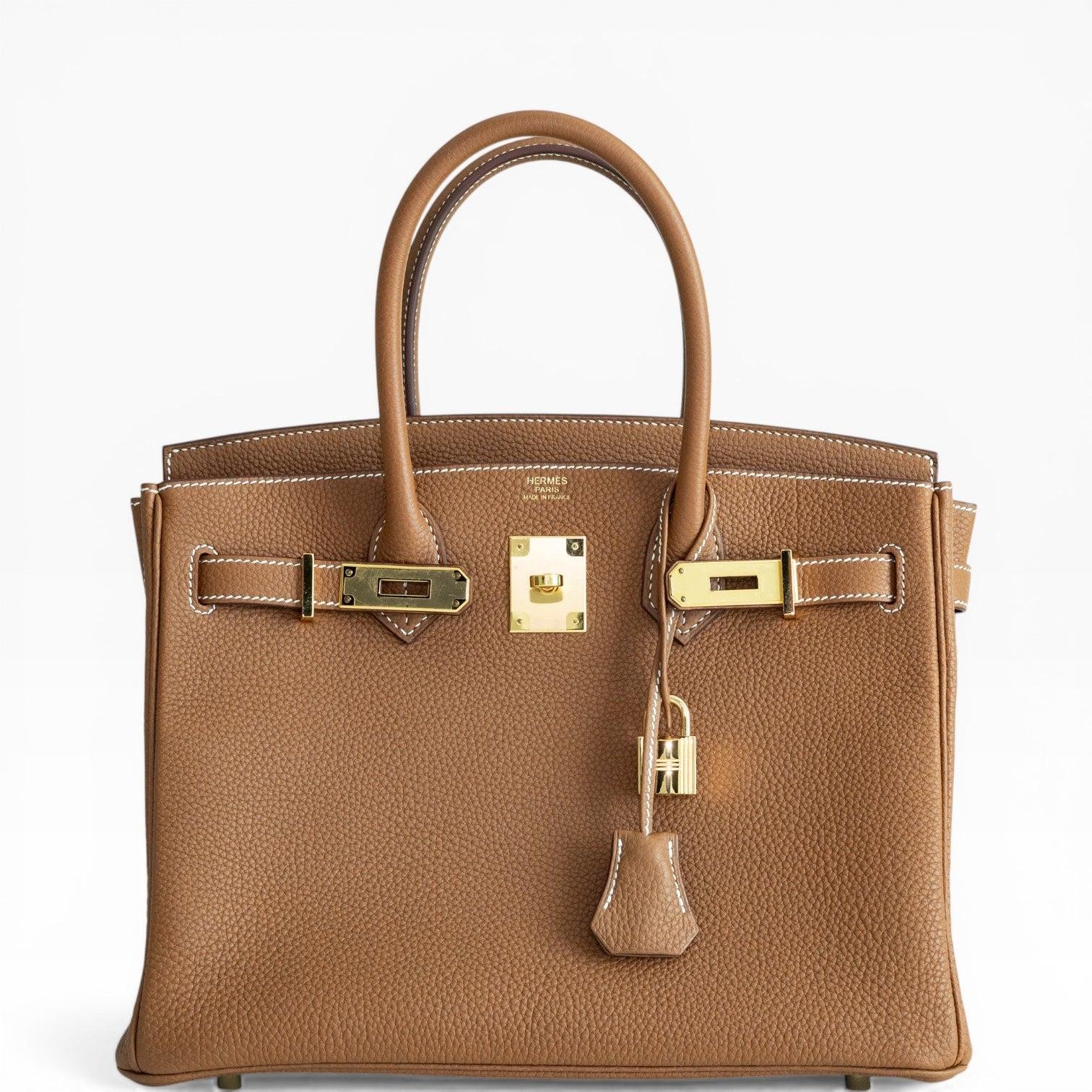 Gold Togo leather Hermès Birkin 30 with gold hardware.