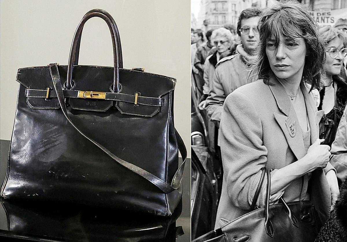 Jane Birkin with the original Hermès Birkin bag.