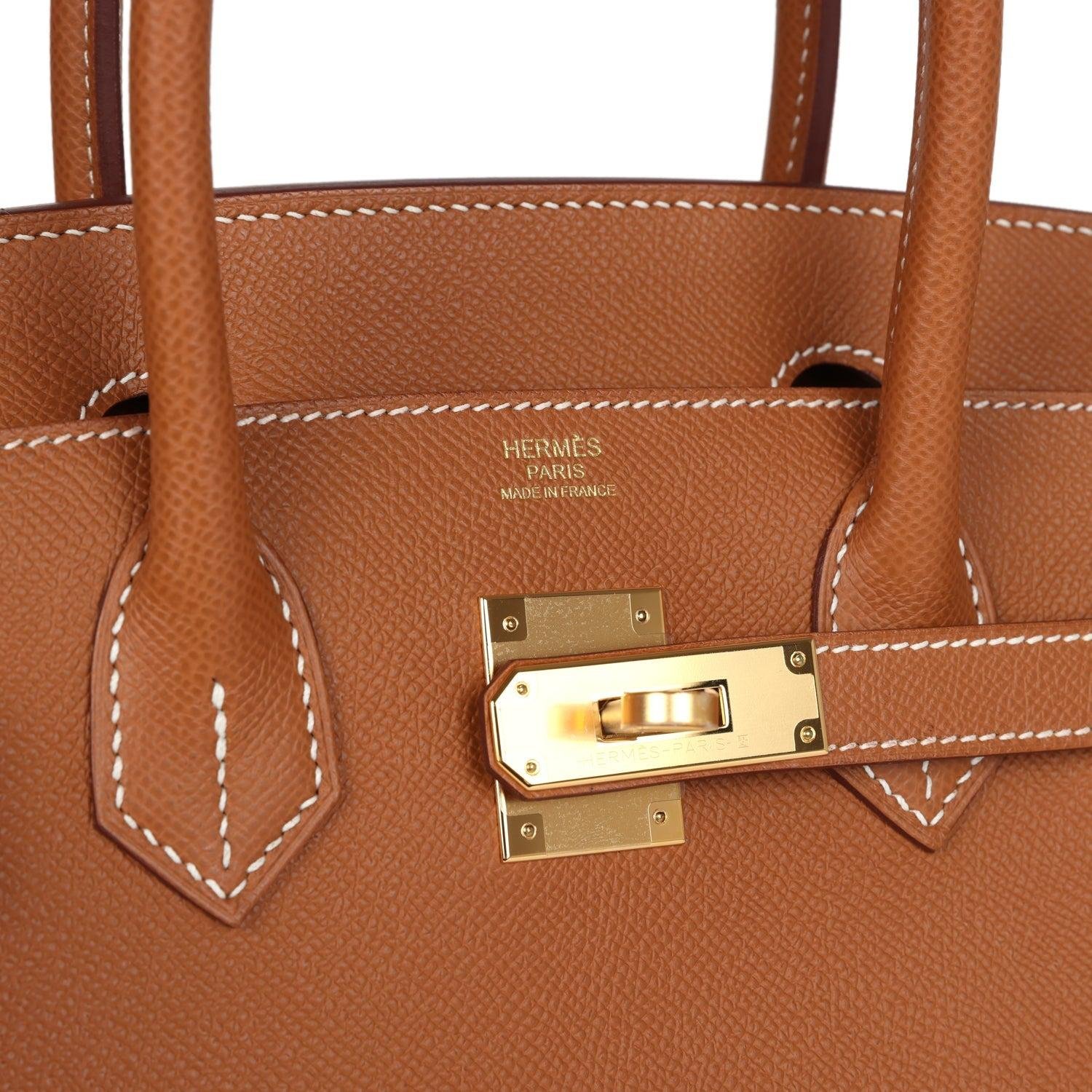 Craftsmanship and hardware details on an Hermès Birkin bag.