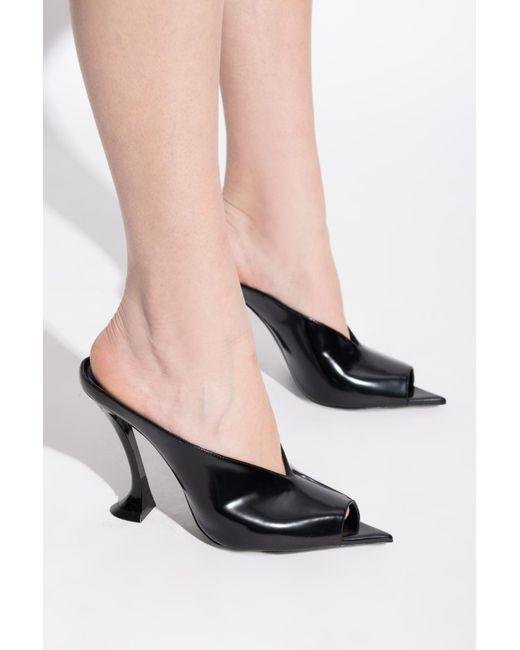 Black Lanvin Midnight Step mules worn on foot