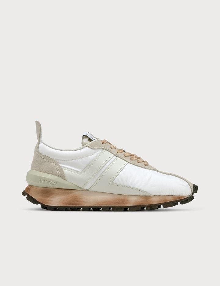 White Lanvin Bumpr sneaker with technical panels and a thick sole