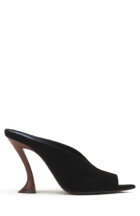 Black Lanvin Midnight Step Mule in Suede