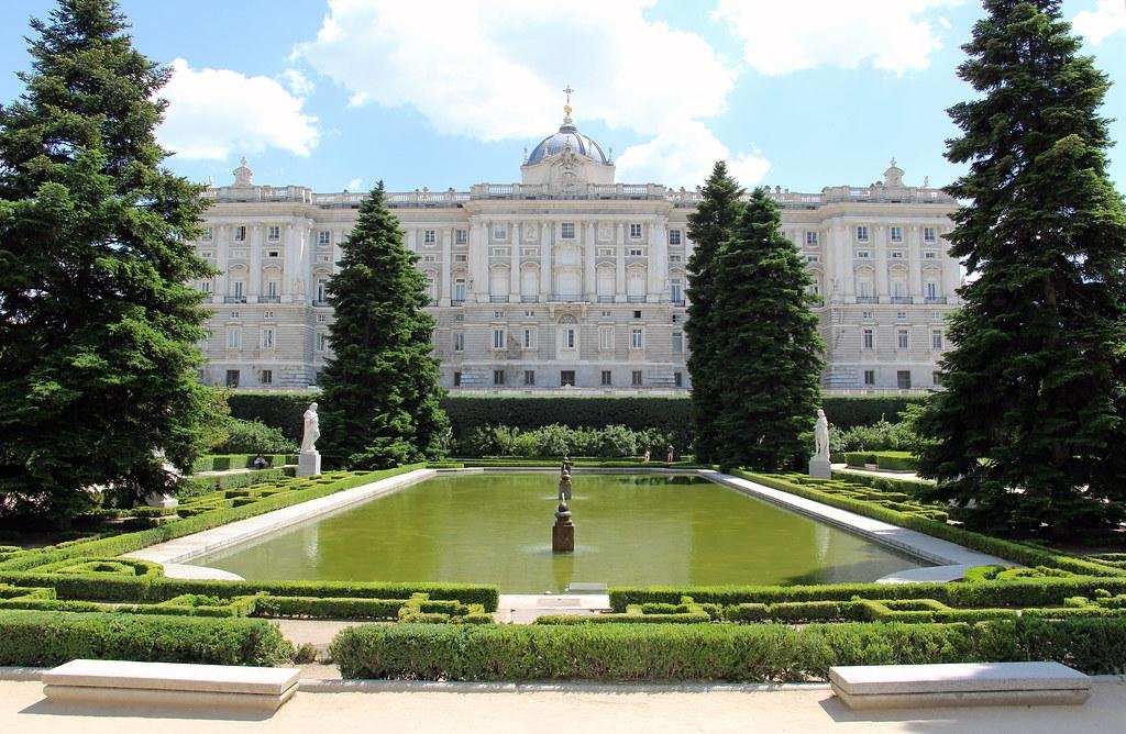 Landscaped gardens surrounding the Royal Palace of Madrid
