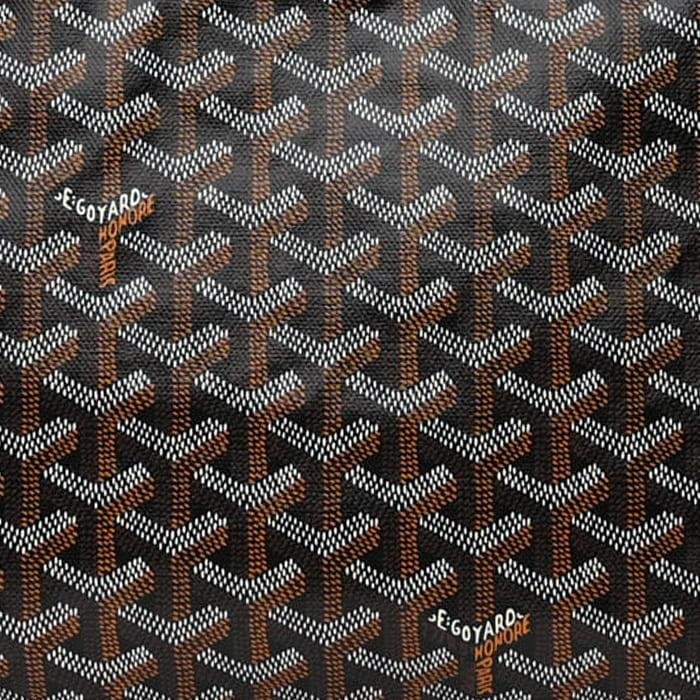 Close-up of Goyardine chevron canvas and its layered pattern.