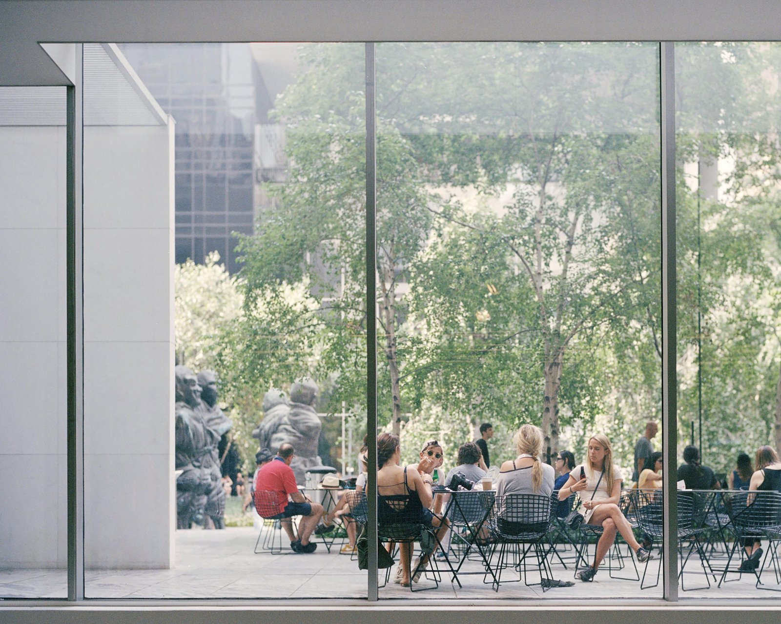 Café seating overlooking the MoMA Sculpture Garden