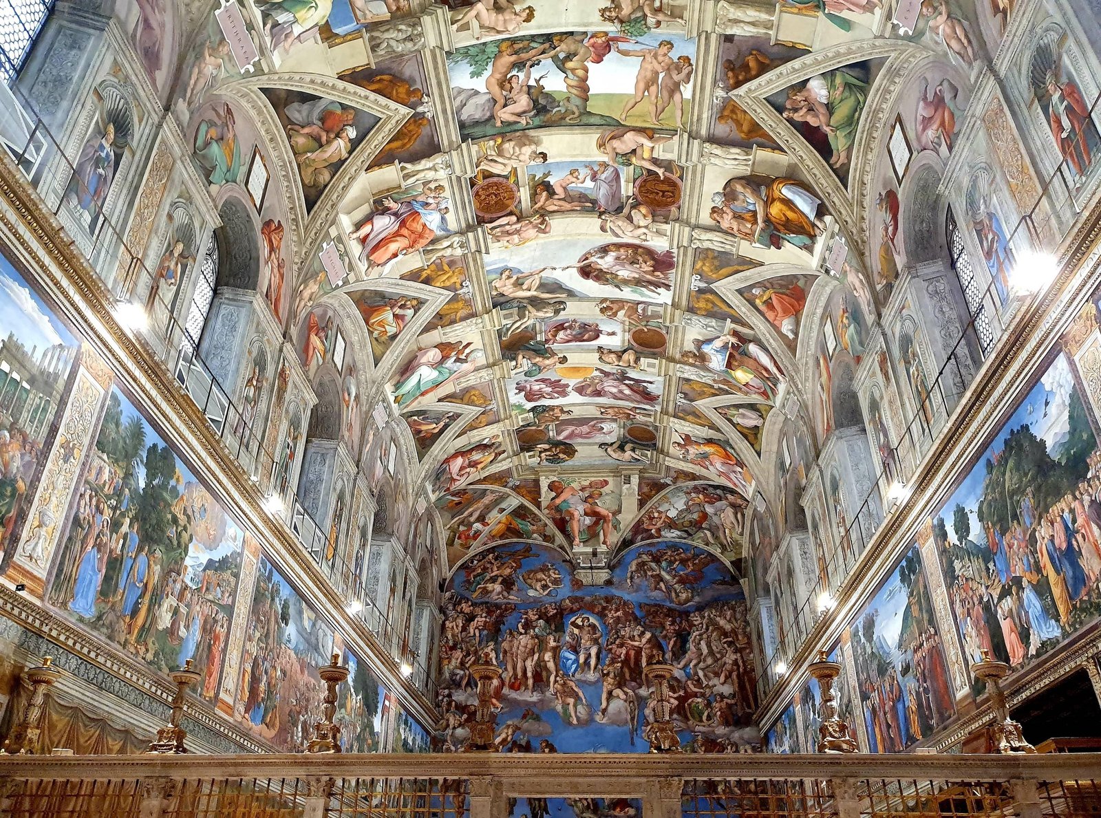Michelangelo’s frescoed ceiling inside the Sistine Chapel.