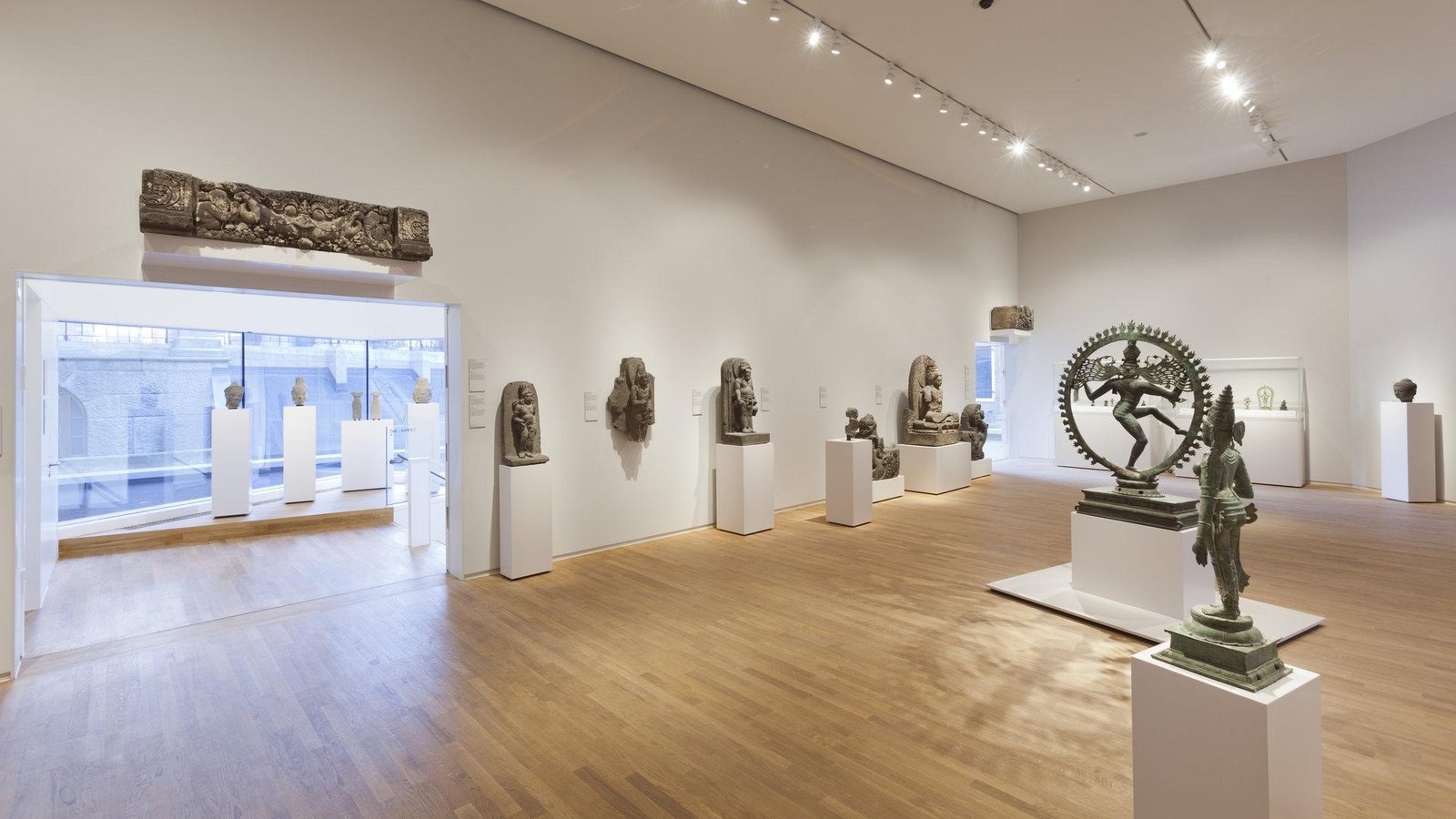 Sculpture and decorative arts displayed inside the Asian Pavilion.