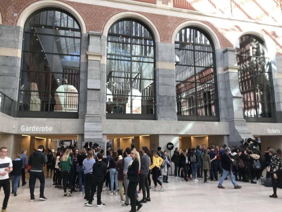 Visitor entrance and cloakroom area at the Rijksmuseum.