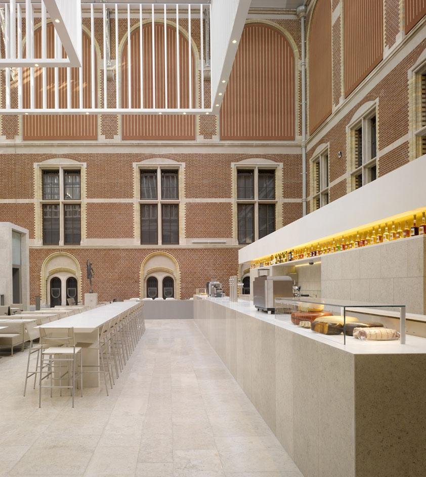 Rijksmuseum atrium café and museum facilities.