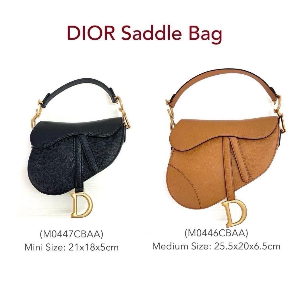Dior Saddle Bags shown in Mini, Small and Classic sizes.